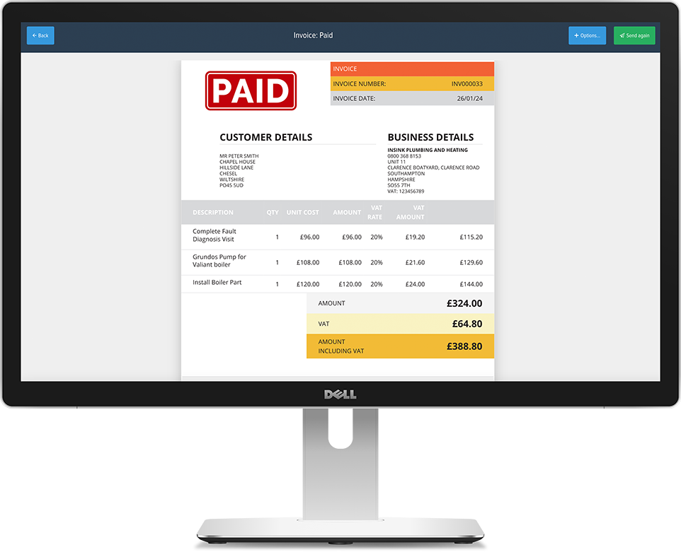 Desktop invoice paid