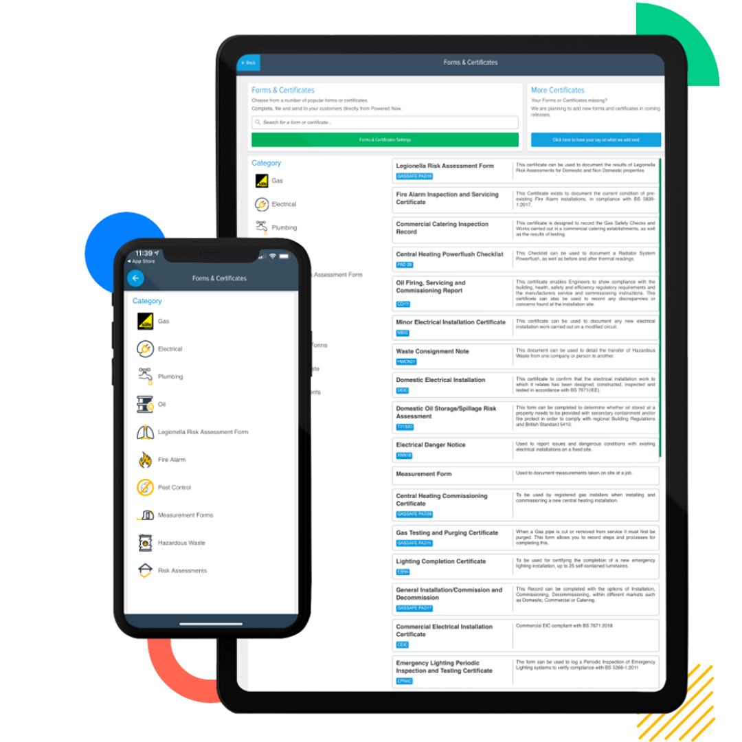 powered now digital forms and certs