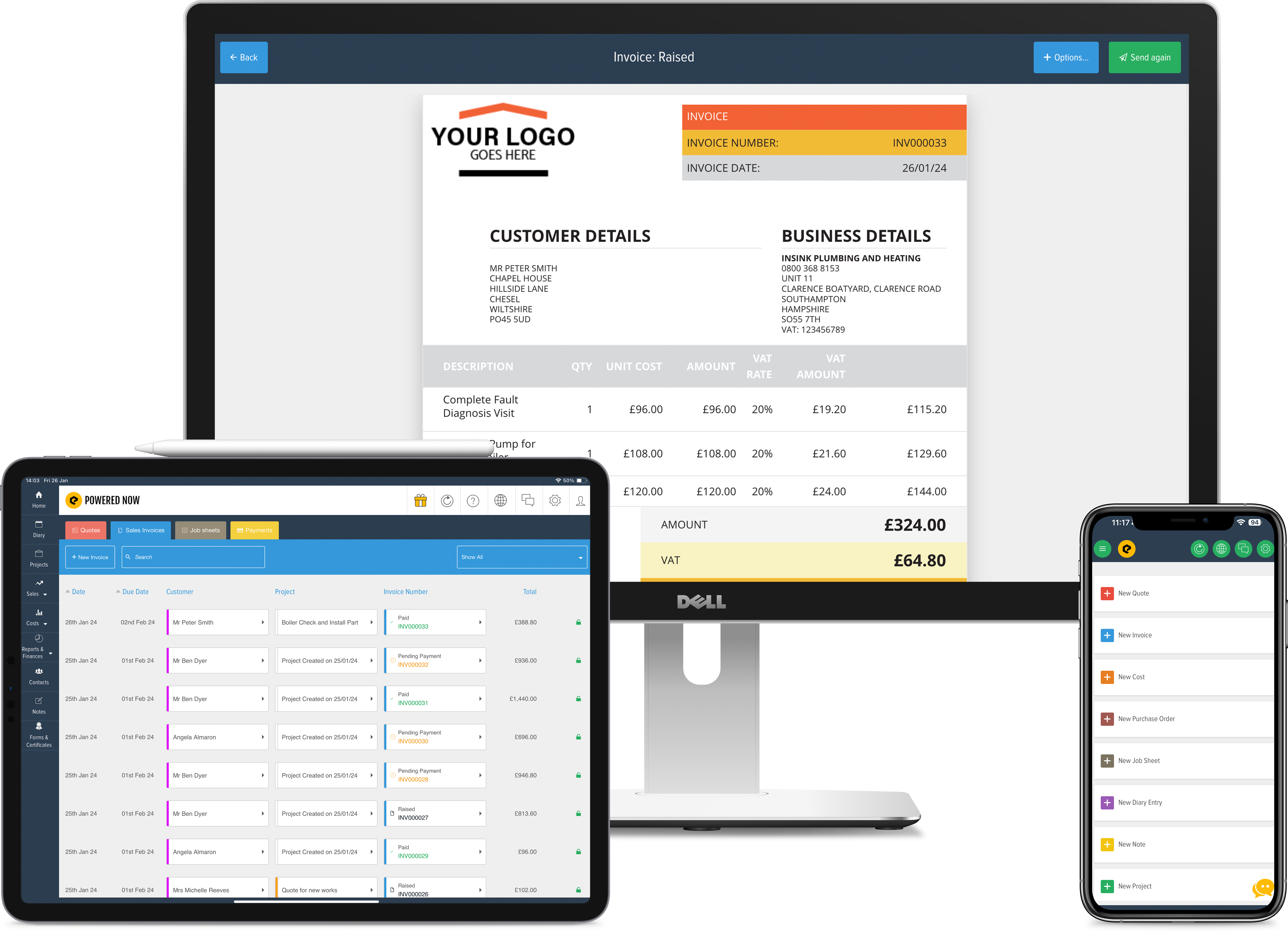 Landing Page Devices Invoicing